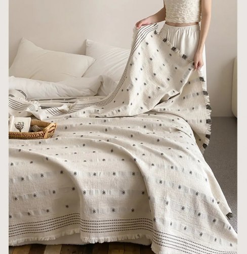 Покрывало плед из льняной марли "Звёзды летней ночью", 200*230 см. / арт. 287-37