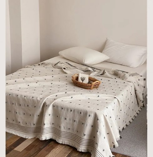 Покрывало плед из льняной марли "Звёзды летней ночью", 200*230 см. / арт. 287-37