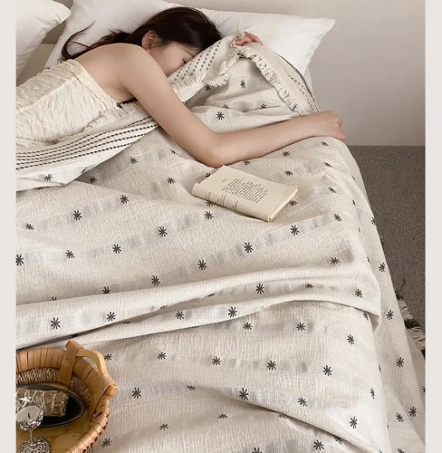 Покрывало плед из льняной марли "Звёзды летней ночью", 200*230 см. / арт. 287-37