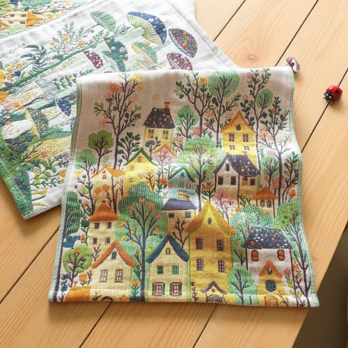 Салфетка марлевая с рисунком "Домики", 34*40 см. / арт. 287-93