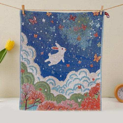 Салфетка марлевая с рисунком "Кролик в облаках", 34*40 см. / арт. 287-95