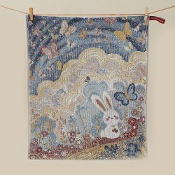 Салфетка марлевая с рисунком "Кролик и бабочки", 34*40 см. / арт. 287-96