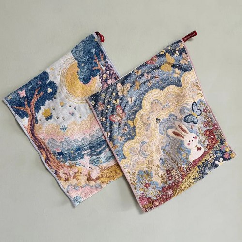 Салфетка марлевая с рисунком "Кролик и бабочки", 34*40 см. / арт. 287-96