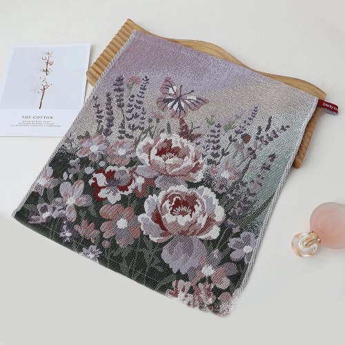 Салфетка марлевая с рисунком "Пионы и лаванда", 34*40 см. / арт. 287-102