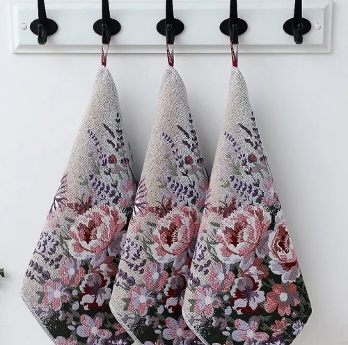 Салфетка марлевая с рисунком "Пионы и лаванда", 34*40 см. / арт. 287-102