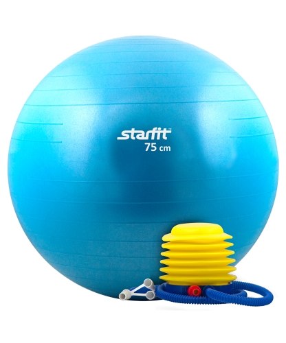 Мяч гимнастический STARFIT GB-102 с насосом ( синий, антивзрыв) 65 см;75 см;85 см