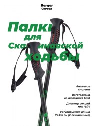Палки для скандинавской ходьбы Berger Oxygen 2-секционные черно-зеленый 77-135 см