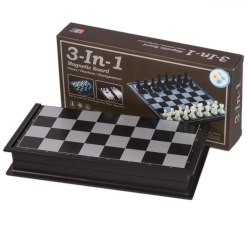 Шахматы шашки нарды Игра три в одном магнитные арт. 38810