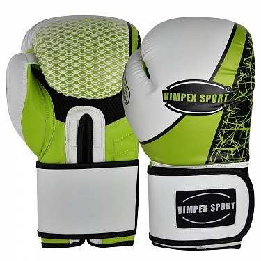 Перчатки Vimpex Sport для бокса 3072 бело- зеленые 10унц