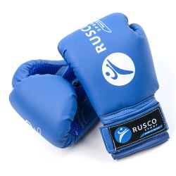 Перчатки для бокса Rusco 6oz , к/з, черный/синий