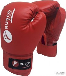 Перчатки бокс Rusco 6oz , к/з, боксерские перчатки для бокса черный/синий