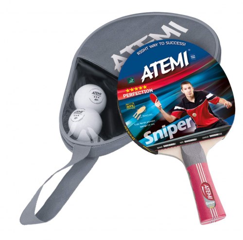 Настольный теннис Atemi набор настольного тенниса Sniper (1 ракетка+ чехол + 2 мяча)