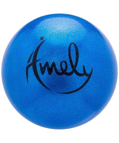 Мяч для художественной гимнастики Amely (15 см, 280 гр), AGB-303-15-BL голубой с блестками