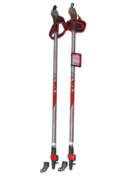 Палки для скандинавской ходьбы телескоп.пробка, темляк 100-135 см красно -черные