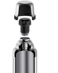 Термос BOBBER питьевой Flask-1000, 1 литр, серебристый/ черный матовый