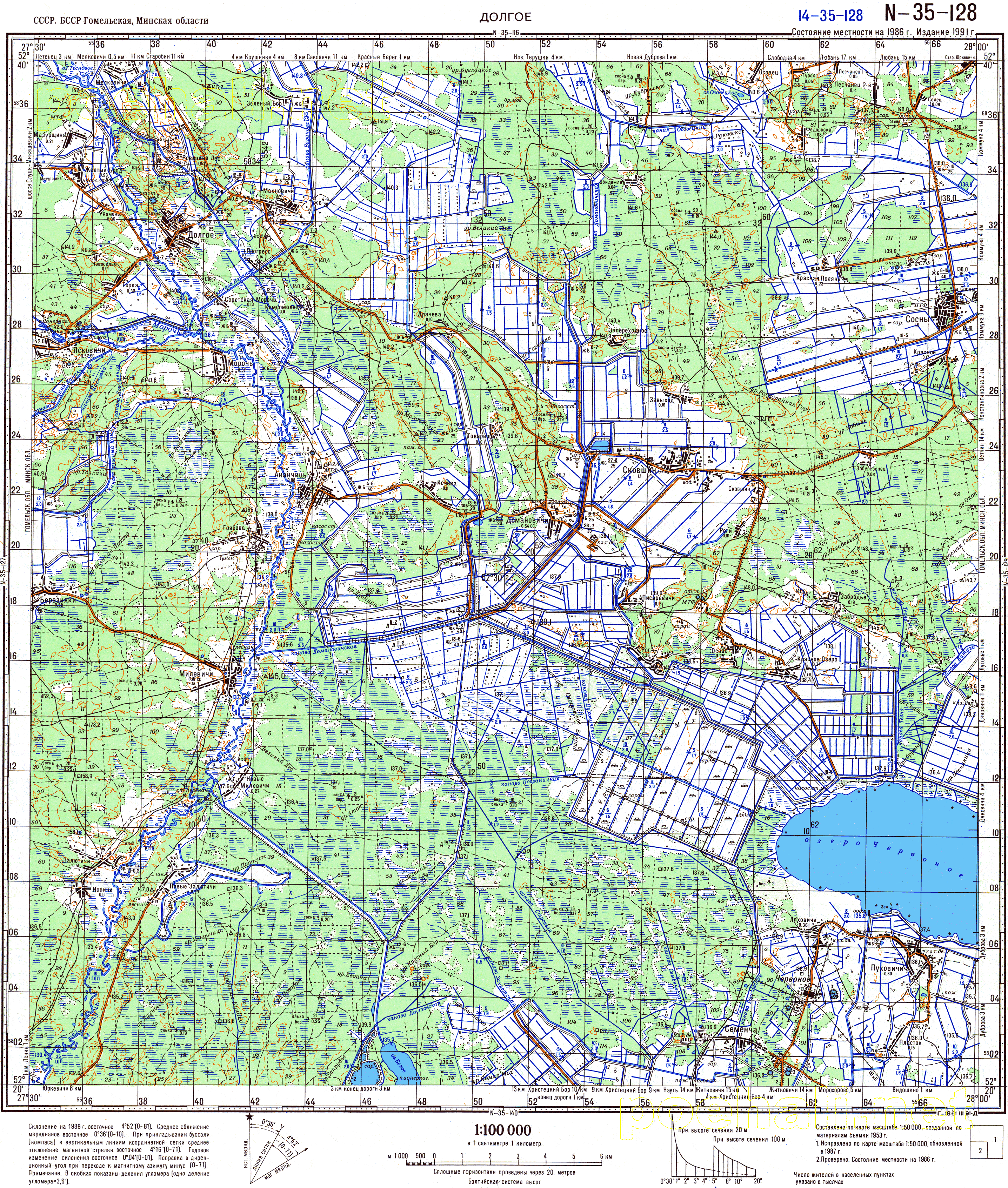 Топографическая карта гомельской области