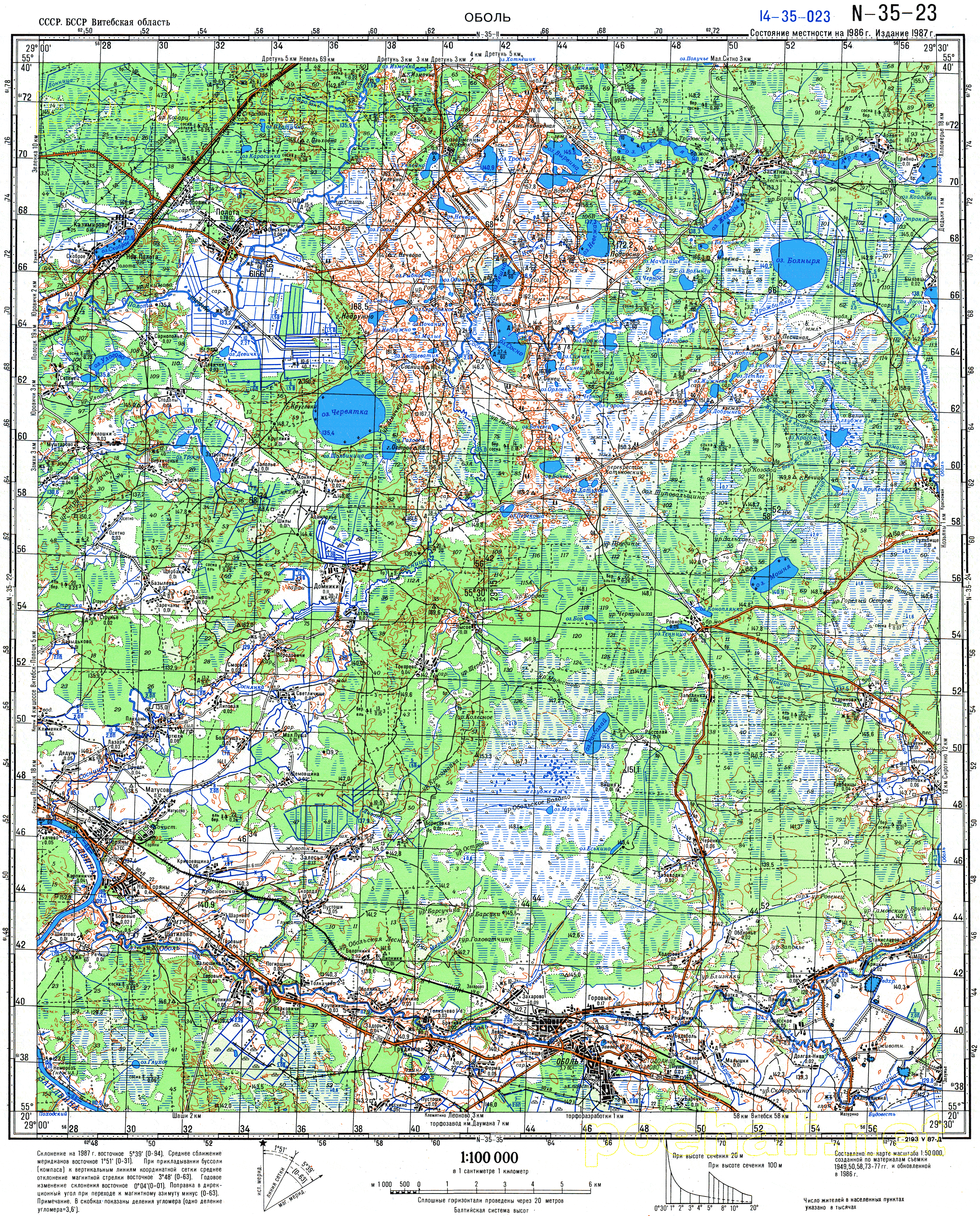 Карта полоцкого района с дорогами и деревнями