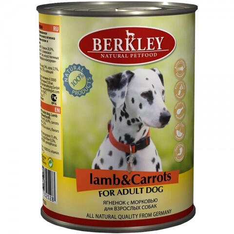 Консерва Berkley для собак ягненок с морковью 400г