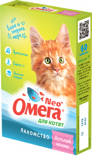 Мультивитаминное лакомство Омега Neo с пребиотиком и таурином для котят 60таб