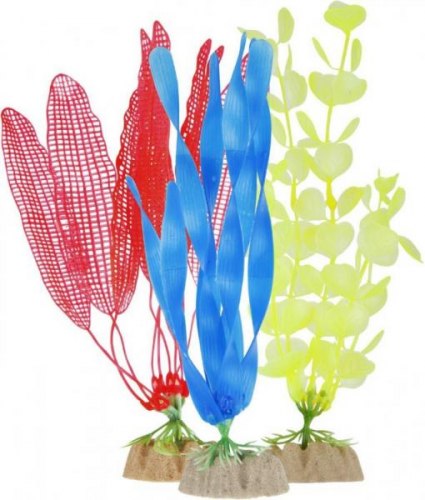 Набор растений GloFish S желтое, L оранжевое, L синее