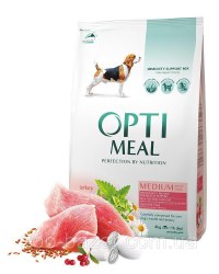 Сухой корм Optimeal 12,5кг для взрослых собак средних пород - индейка