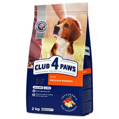 Сухой корм Club 4 Paws для взрослых собак средних пород, 2 кг