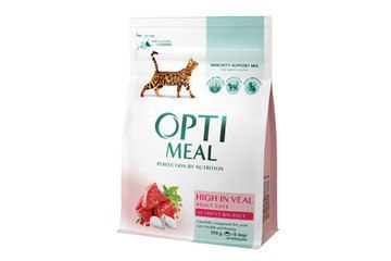 Сухой корм Optimeal для взрослых кошек с высоким содержанием телятины, 10 кг