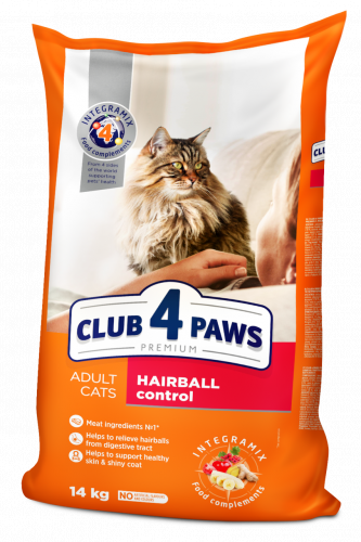 Сухой корм Club 4 Paws для взрослых кошек с эффектом выведения шерсти, 5 кг