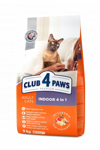 Сухой корм Club 4 Paws для взрослых кошек, живущих в помещении 4в1, 5 кг