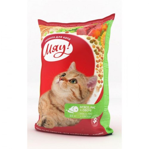 Сухой корм Мяу для кошек мясной 11 кг