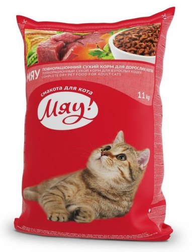 Сухой корм Мяу для кошек аппетитная Печенка 11 кг