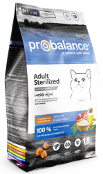 Сухой корм ProBalance Sterilized Корм сухой для стерилизованных кошек и кастрированных котов 1,8 кг