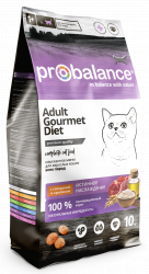 Сухой корм ProBalance Gourmet diet Adult Корм сухой для взрослых кошек с говядиной и кроликом 10 кг