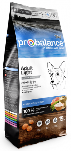 Сухой корм ProBalance Adult Light корм для взрослых собак всех пород 15кг