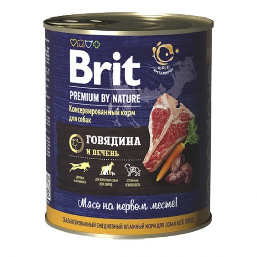 Консерва Brit Premium by Nature говядина и печень, 850 г