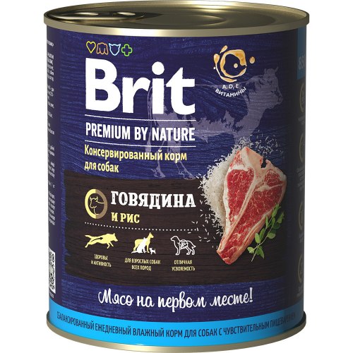 Консерва Brit Premium by Nature говядина и рис, 850 г