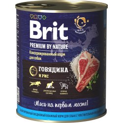 Консерва Brit Premium by Nature говядина и рис, 850 г