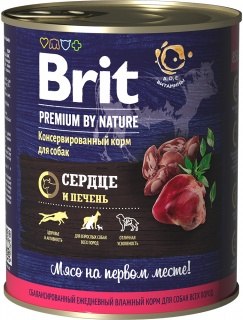 Консерва Brit Premium by Nature сердце и печень, 850г/1шт