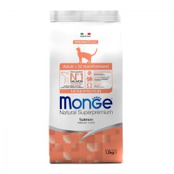 Сухой корм Monge CAT MONOPROT. ADULT SALMON 1,5 кг, для взрослых кошек с лососем.