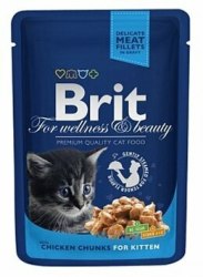 Консерва Brit Premium для котят,цыпленок в соусе 85г