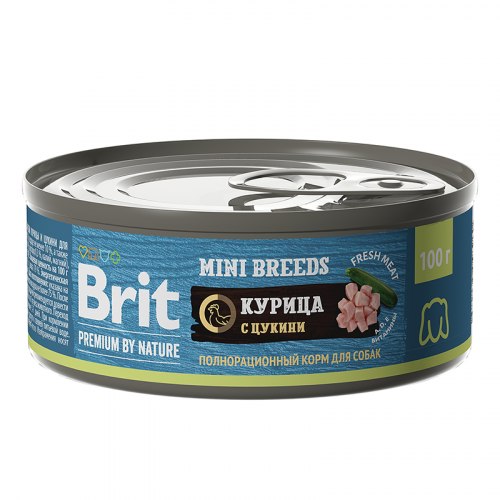 Консерва Brit Premium by Nature с курицей и цукини для взр.собак мелких пород, 100г
