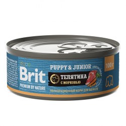 Консерва Brit Premium by Nature с телятиной и морковью для щенков всех пород, 100г