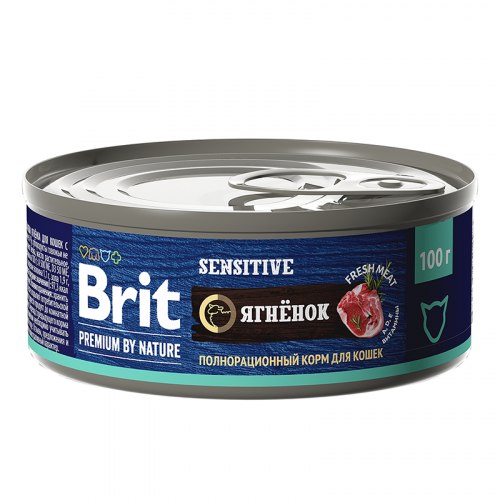 Консерва Brit Premium by Nature с мясом ягненка для кошек с чувствительным пищеварением, 100г