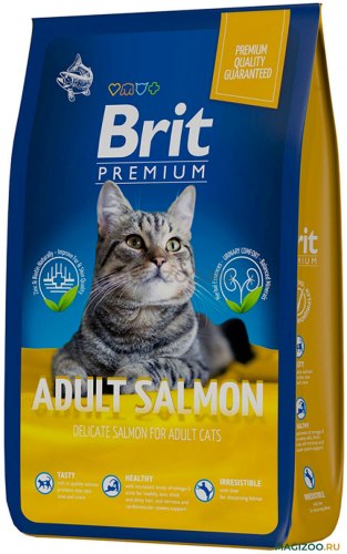Сухой корм Brit Premium Cat Adult Salmon, для взрослых кошек с лососем 0,4 кг
