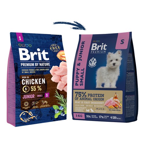 Сухой корм Brit Premium Dog Puppy and Junior Small (Курица), корм для щенков мелких пород 1 кг