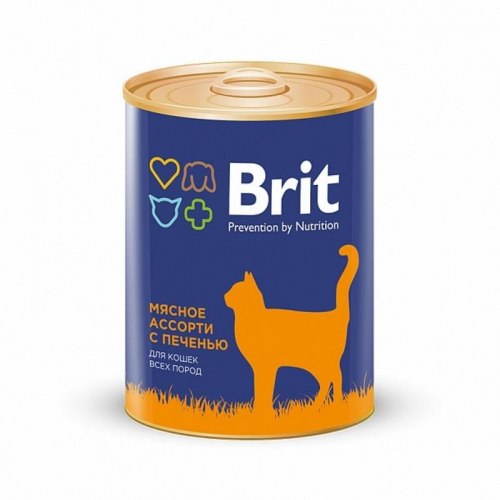 Консерва Brit Premium для кошек Beef and Liver Medley (мясное ассорти с печенью) 340г