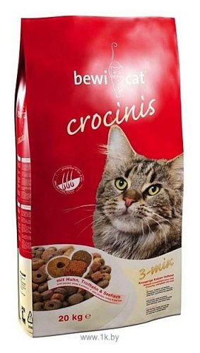 Сухой корм Bewi-Cat Crocinic 5 kg (смесь крокет из птицы, индейки и рыбы), для взрослых кошек, привередливых к еде