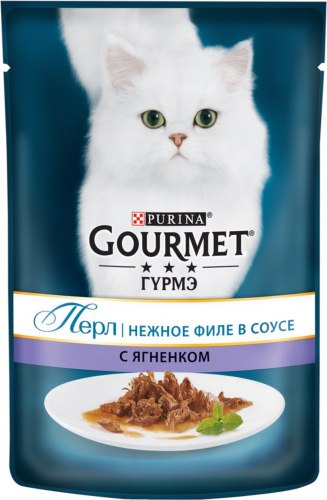 Консерва Gourmet Perle для взрослых кошек с ягненком в соусе, 85г