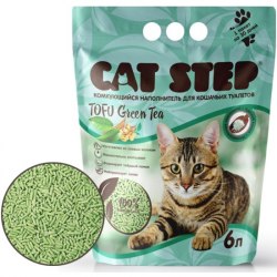 Наполнитель Tofu Green Tea для кошачьих туалетов растительный комкующийся, 6л