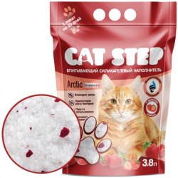 Наполнитель Cat Step Клубника для кошачьих туалетов впитывающий силикагелевый 3,8л